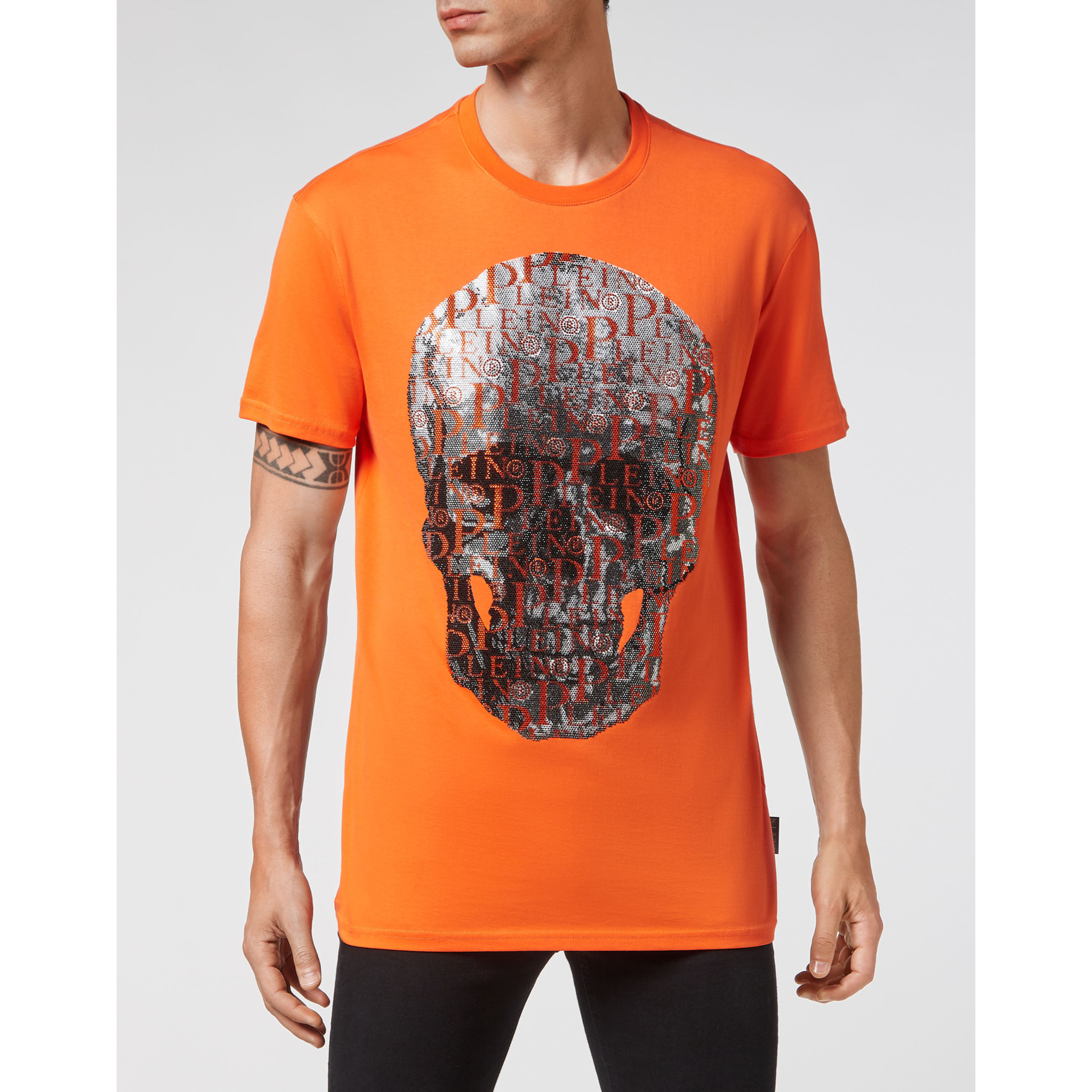 PHILIPP PLEIN T-Shirt Round Neck SKULL AND PLEIN