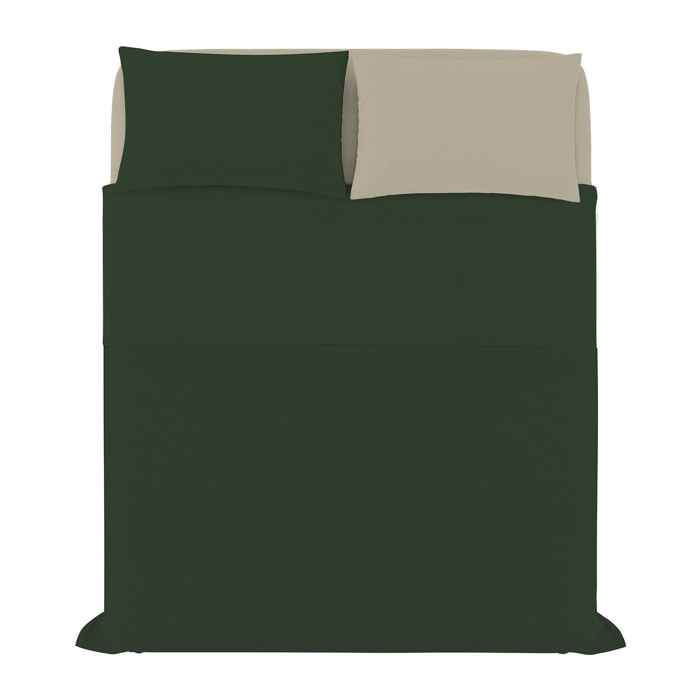 COMPLETO LETTO NATURAL COLOUR MADE IN ITALY COTONE - VERDE OLIVA/TORTORA MATRIMONIALE