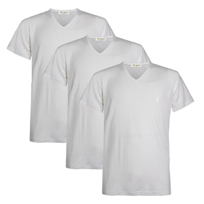 T-shirt Navigare in Cotone Interlock Scollo a V Art.912 Conf. Da 3pz, Bianco
