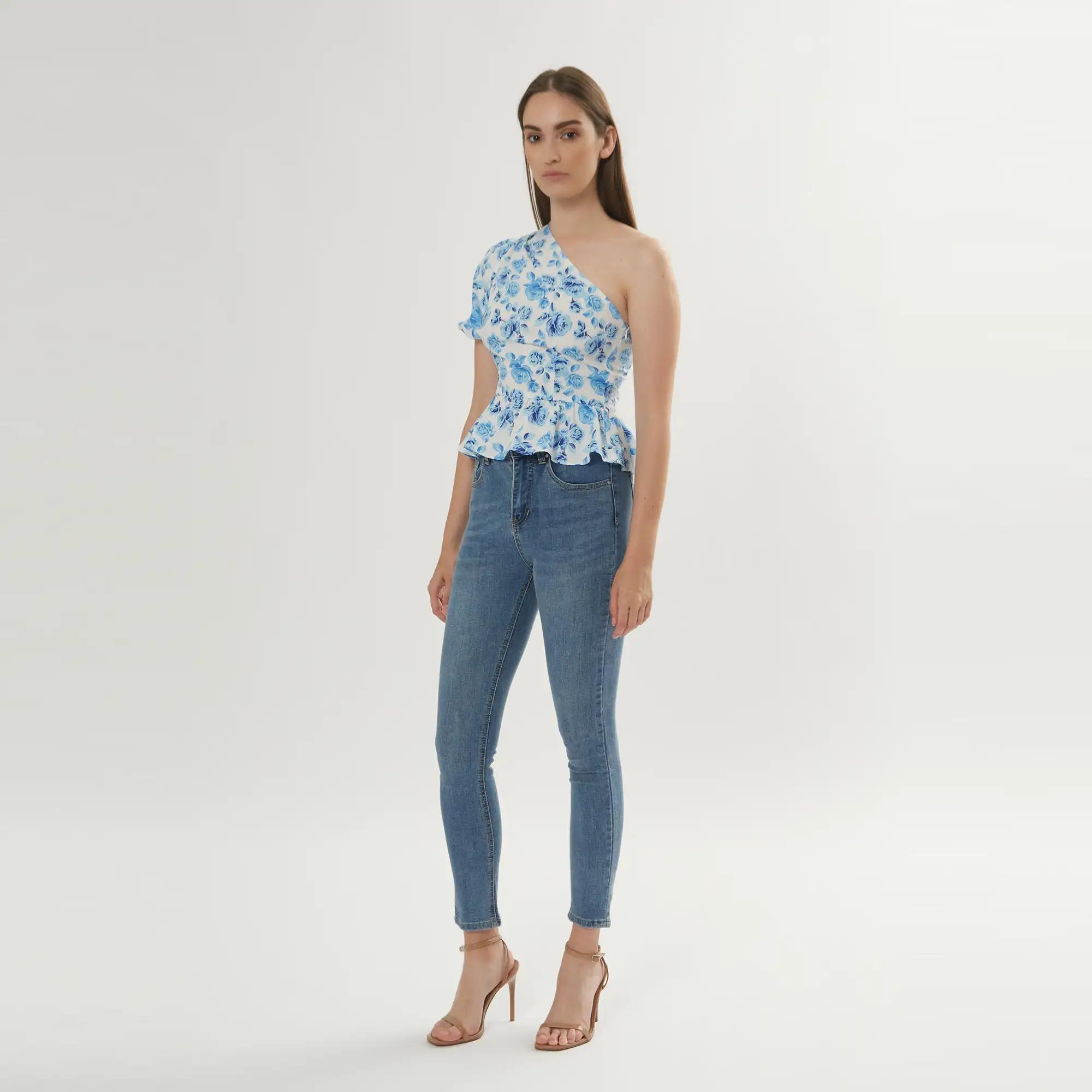 TOP BLUSA PEPLO FLOREALE MONOSPALLA