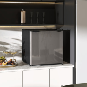 Mini Nevera Silenciosa 46 L Clase E Frigorífico Pequeño Nevera Pequeña con Temperatura Regulable y Puerta Reversible para Salón Habitación Oficina 48x44x49 cm Plata