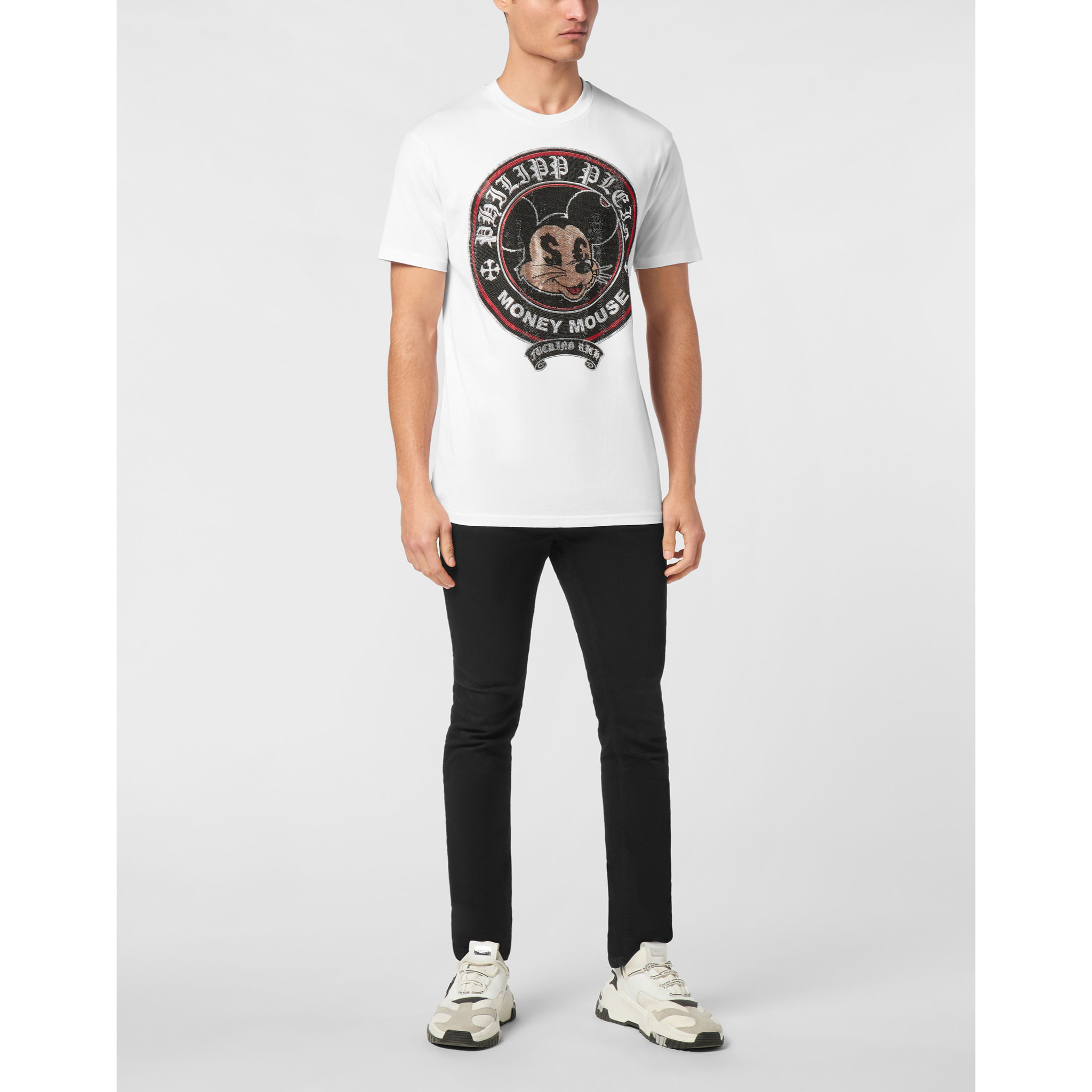 PHILIPP PLEIN Camiseta de cuello redondo y manga corta MONEY