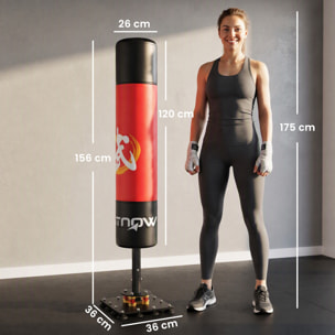 Saco de Boxeo de Pie para Adultos 156 cm, Punching Ball Pesado con 12 Ventosas, Absorción de Impactos, para Kickboxing, MMA, Muay Thai, Entrenamiento en Casa
