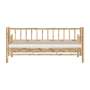 Canapé de jardin blanc 3 places en bambou naturel - Vadella