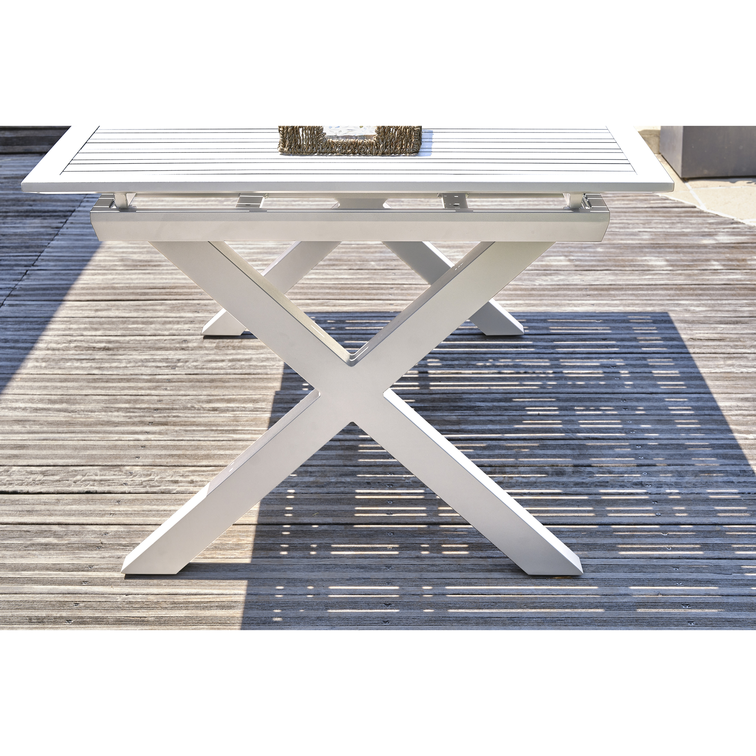 FLORIDE - Table de jardin en aluminium blanc