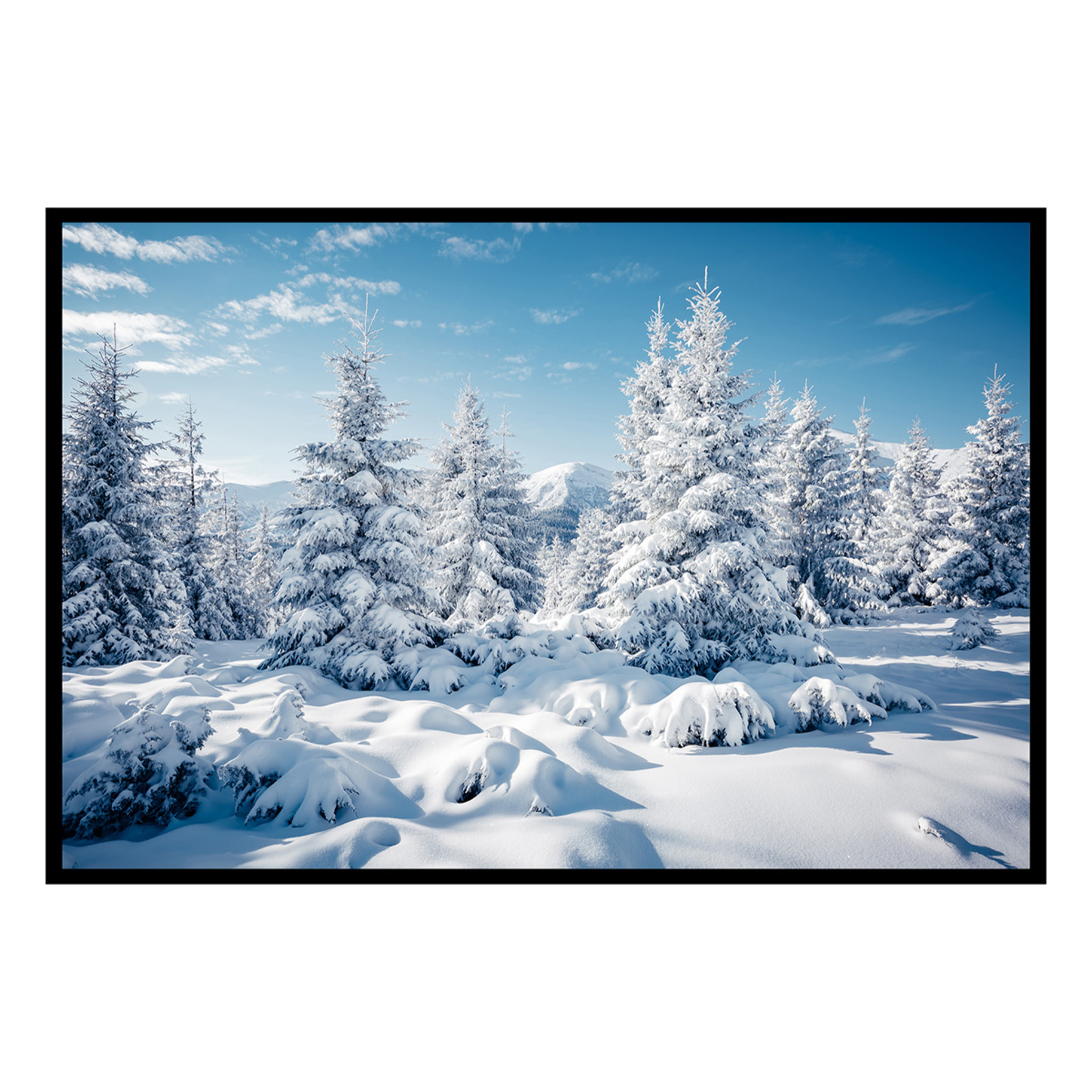 Affiche encadrée Paysage hivernal enneigé Affiche + cadre en métal - Noir