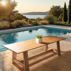COLINE - Table à manger de jardin 250x100cm en bois de teck recyclé