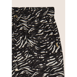 Pantaloni comfort in viscosa animalier con gamba ampia