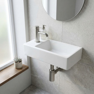 Brevis Lave-mains suspendu avec trou pour robinetterie à droite, 40,5x20,5x10,5cm (SATBRE4020SR)
