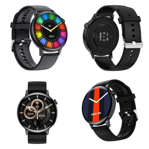 Smartwatch A03 con cardiofrequenzimetro, O2 nel sangue, giochi e modalità multisport. Cinturino in silicone + cinturino in pelle.