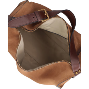 Borsa a spalla da donna Made in Italy - Modello Cielia Pro - Pelle scamosciata - 35.0 x 23.0 x 14.0 cm