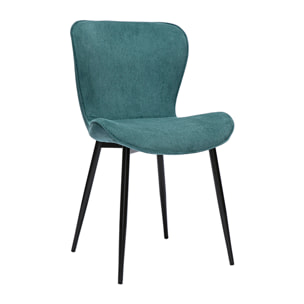 Chaises design en tissu velours côtelé bleu canard et métal noir (lot de 2) ADDICT