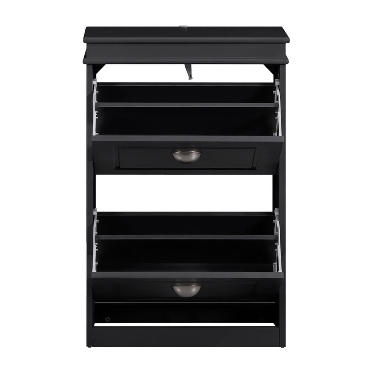 Mobile scarpiera grigia con 2 ribalte 53x24x82 cm compatta per ingresso- Vittoria