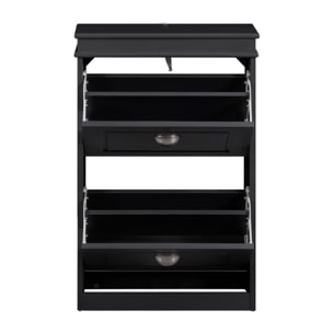 Mobile scarpiera grigia con 2 ribalte 53x24x82 cm compatta per ingresso- Vittoria