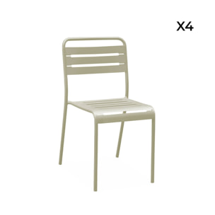 Lot de 4 chaises de jardin acier. 4 places. beige. Amelia. L44 x P52 x H79cm