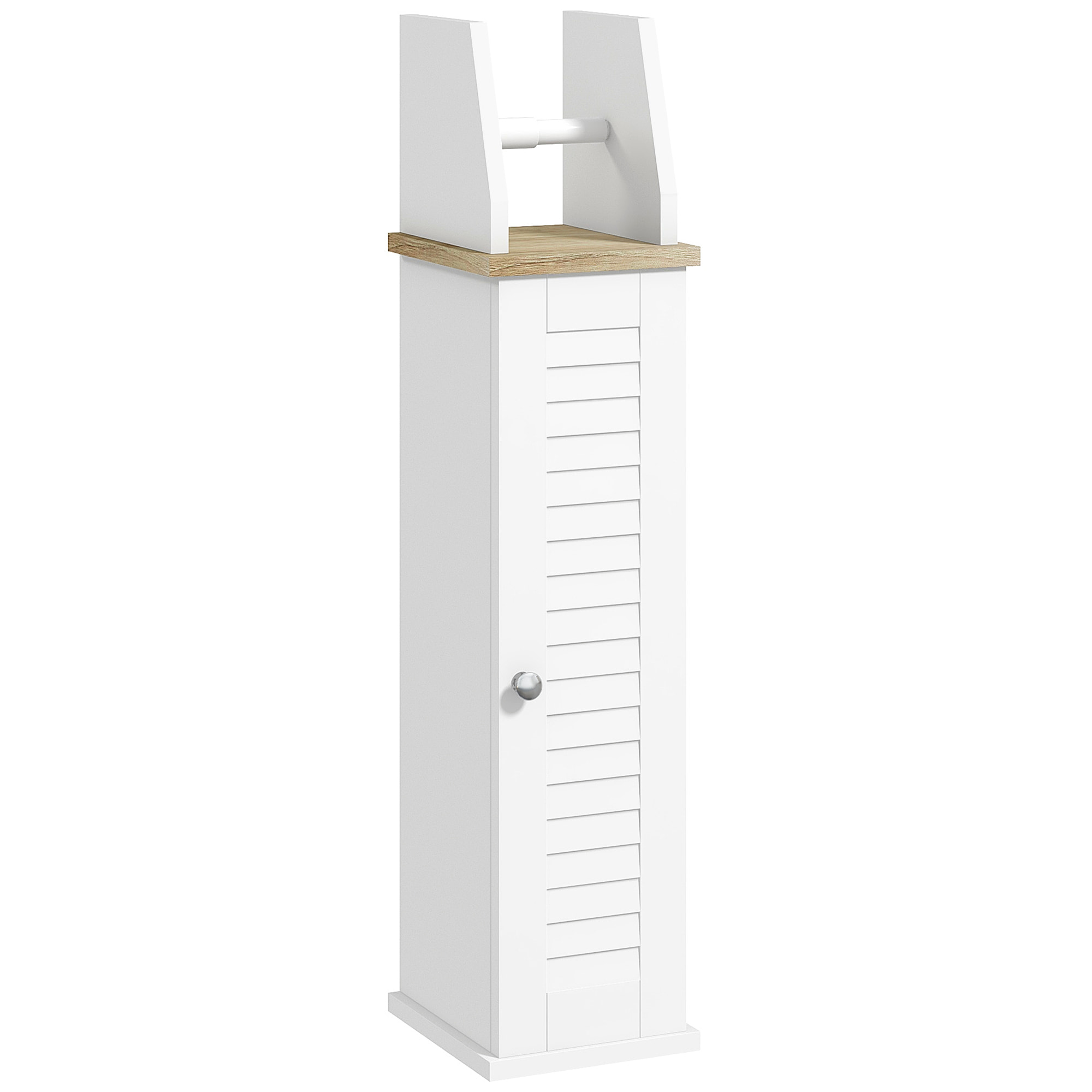 Armario de Baño Moderno Columna Auxiliar de Baño Mueble de Suelo de Baño con Estantes Ajustables y Portarrollos de Papel 18x20x80 cm Blanco