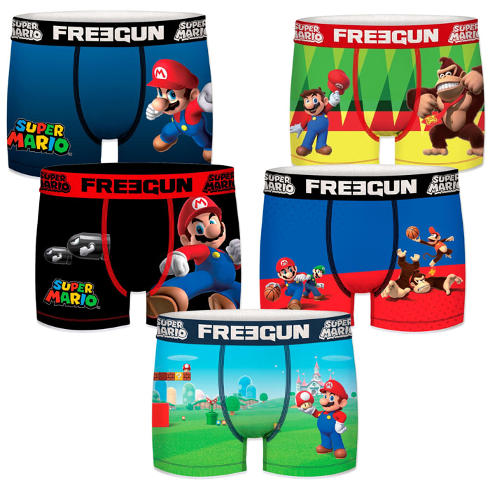 set de 5 calzoncillos bóxer mario bros para hombre microfibra