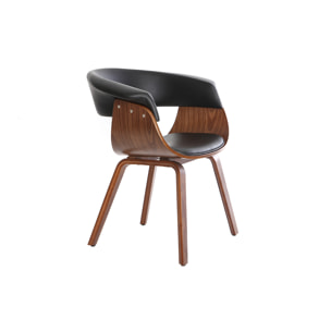 Chaise design noir et bois foncé noyer OKTAV