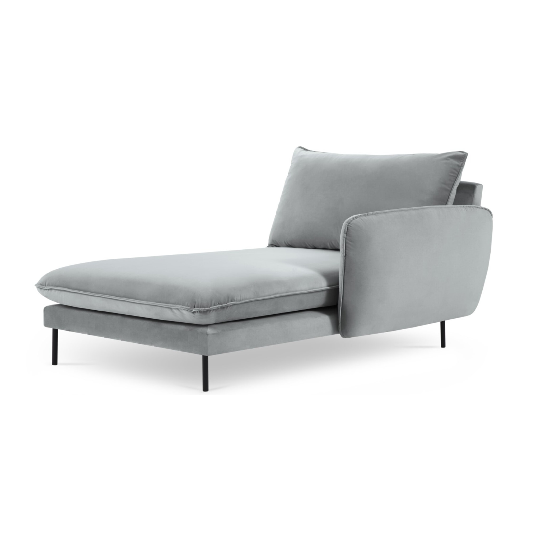 Méridienne droite "Vienna" en velours gris clair