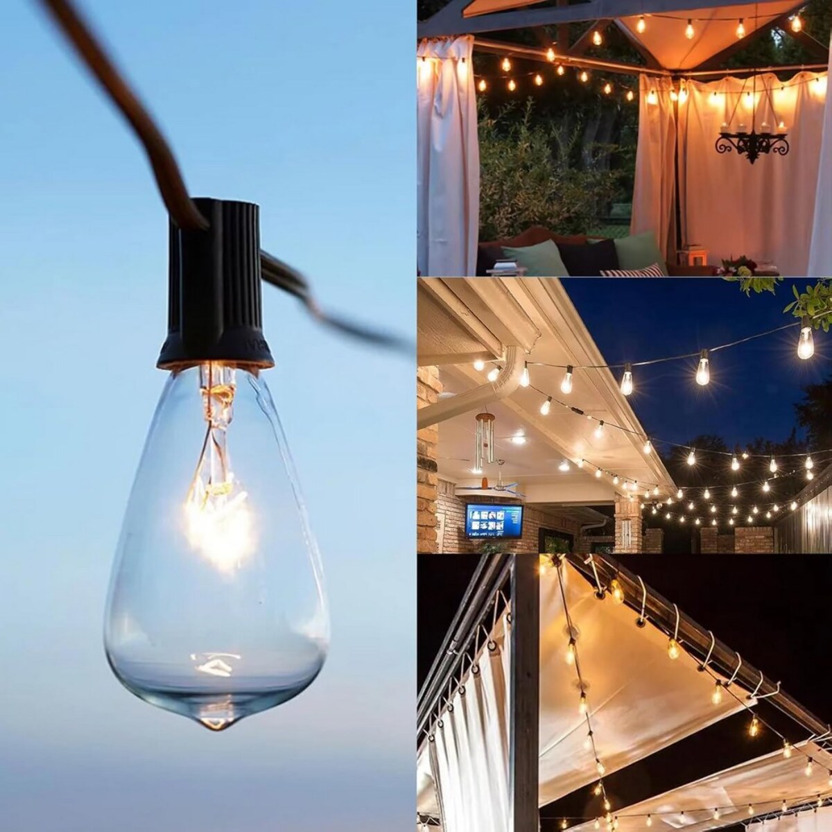 catena di luci per esterno con 27 bulbi a basso consumo