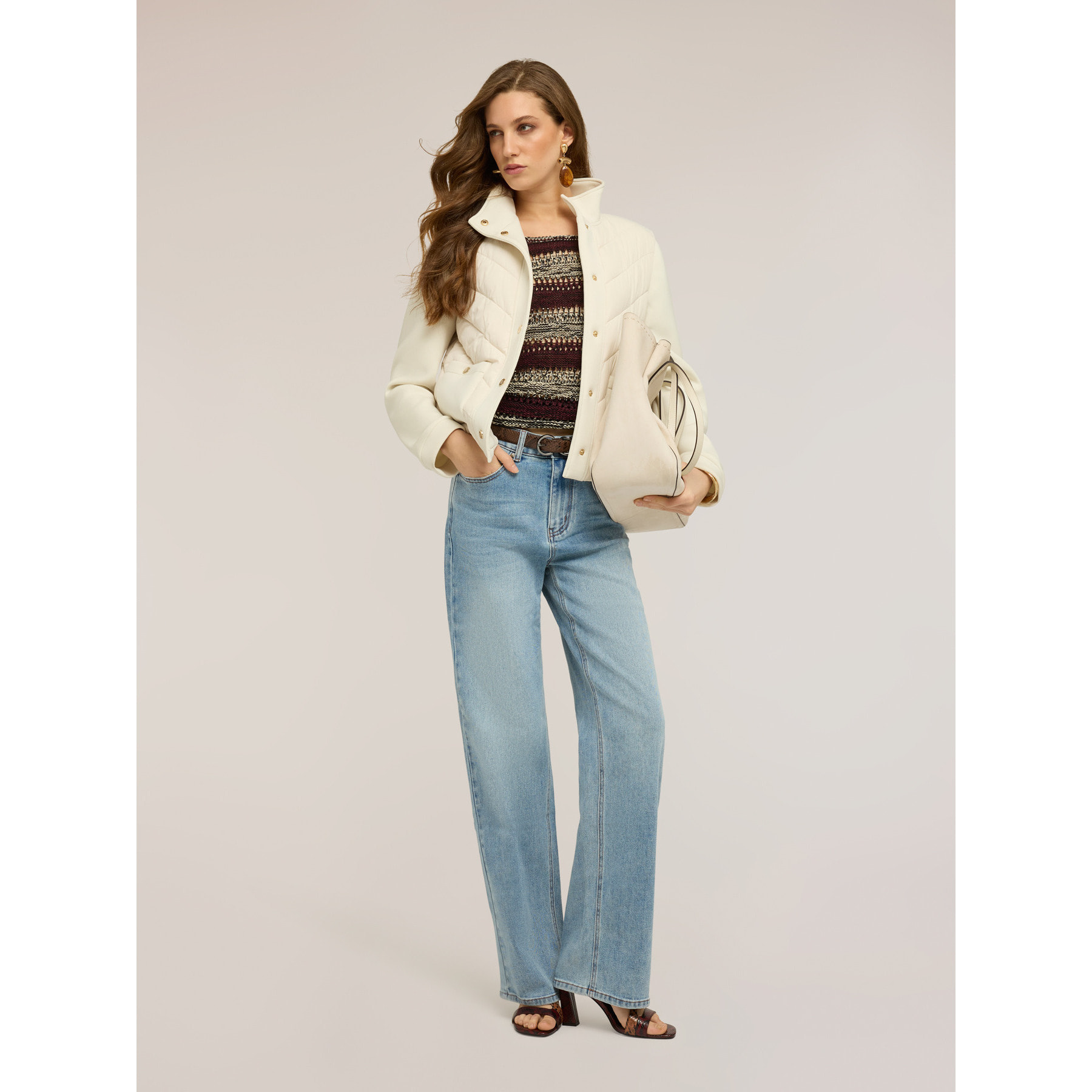 Motivi - Piumino bimaterico - Bianco