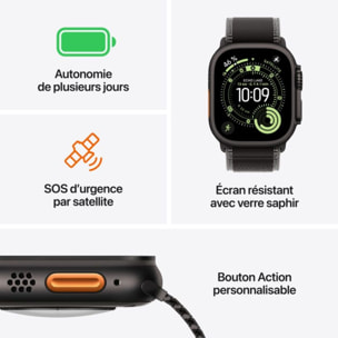 Montre connectée APPLE WATCH 49mm Tit Noir / Trail Ultra 3 M/L Cell