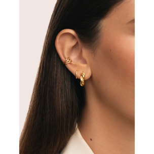 Pendientes Aro Mini Twist Rope Acero Baño Oro