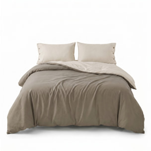 Parure copripiumino singolo in cotone bicolore morbido e traspirante, set sacco copripiumino con federa, design semplice ed elegante, tessuto resistente e certificato OEKO-TEX, facile da lavare, comfort naturale per uso quotidiano
