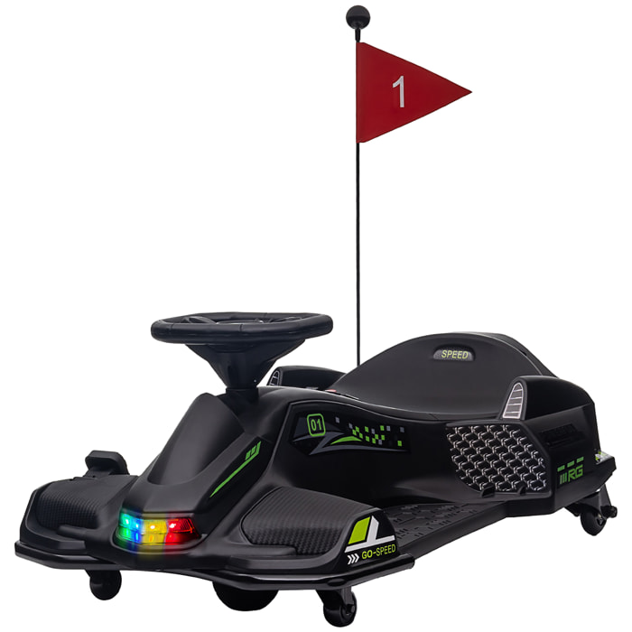 Crazy Cart enfant - Kart électrique enfant 12V 8Km/h max. - Kart Drifting - nombreux effets - noir