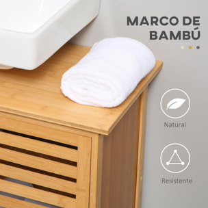 Mueble bajo del Lavabo de Bambú con 2 Puertas para Baño 66x29x61,5 cm Natural