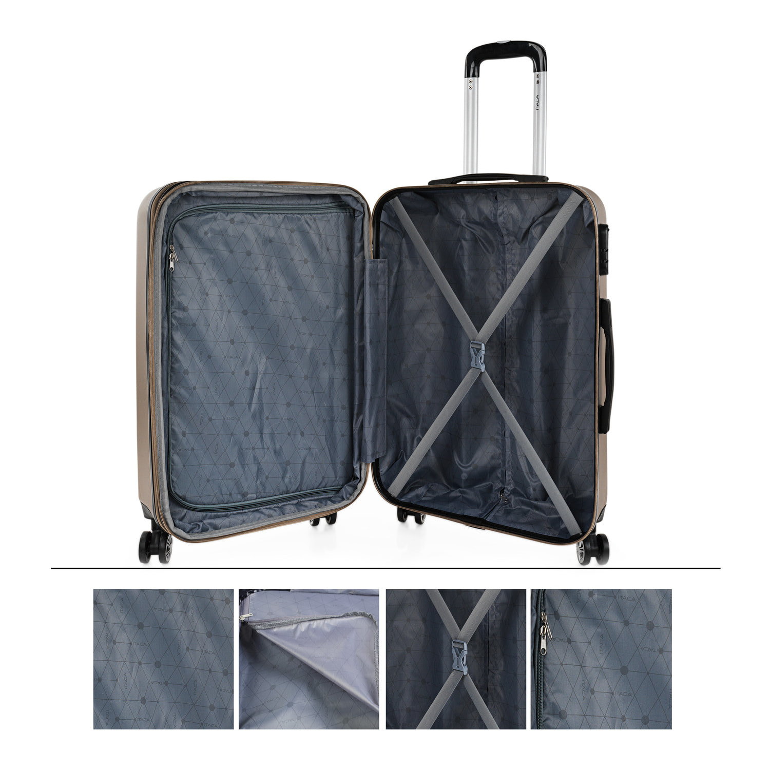 Juego De Maletas Rígidas Abs Itaca Sevron Champagne