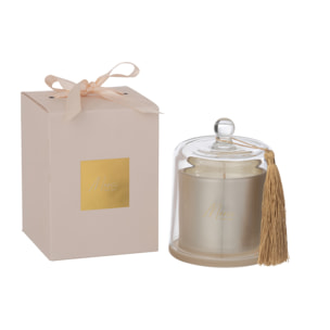 J-Line bougie parfumée Cloche Merci - Elderflower - verre - beige - large - 45H