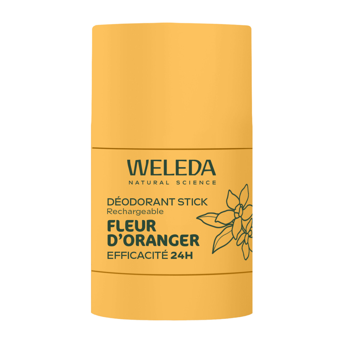 WELEDA - Déodorant Stick Rechargeable Fleur d'Oranger 50g - Formule 100% d'origine naturelle et sans alcool - Efficacité prouvée 24H