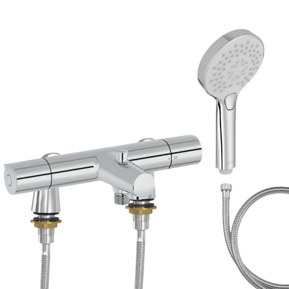 Mitigeur baignoire Simone + pommeau de douche Metro + flexible de douche métal + colonnettes Idro'Flex