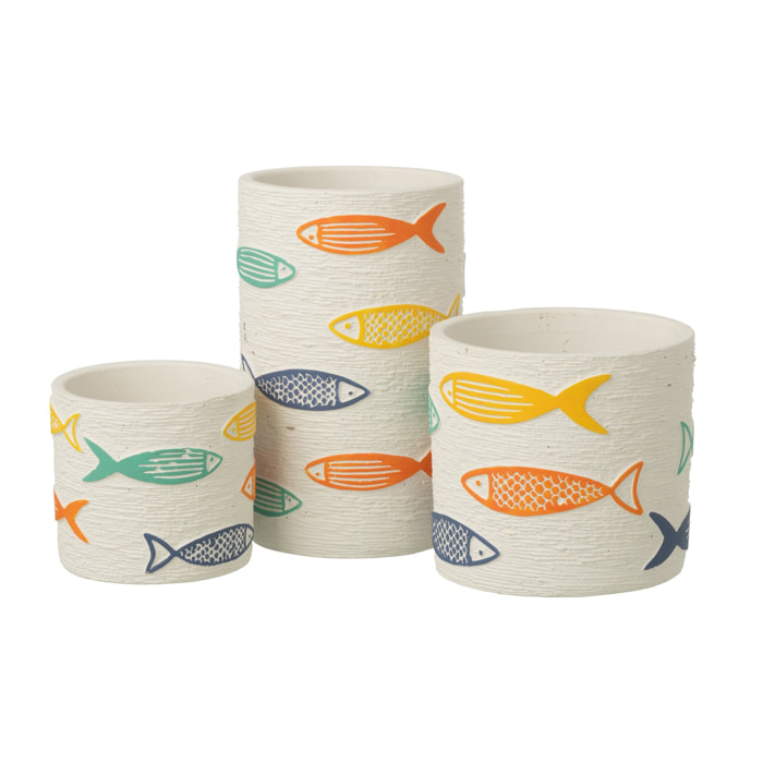 J-Line Cache-pot Poisson Rond - céramique - multicolore - large