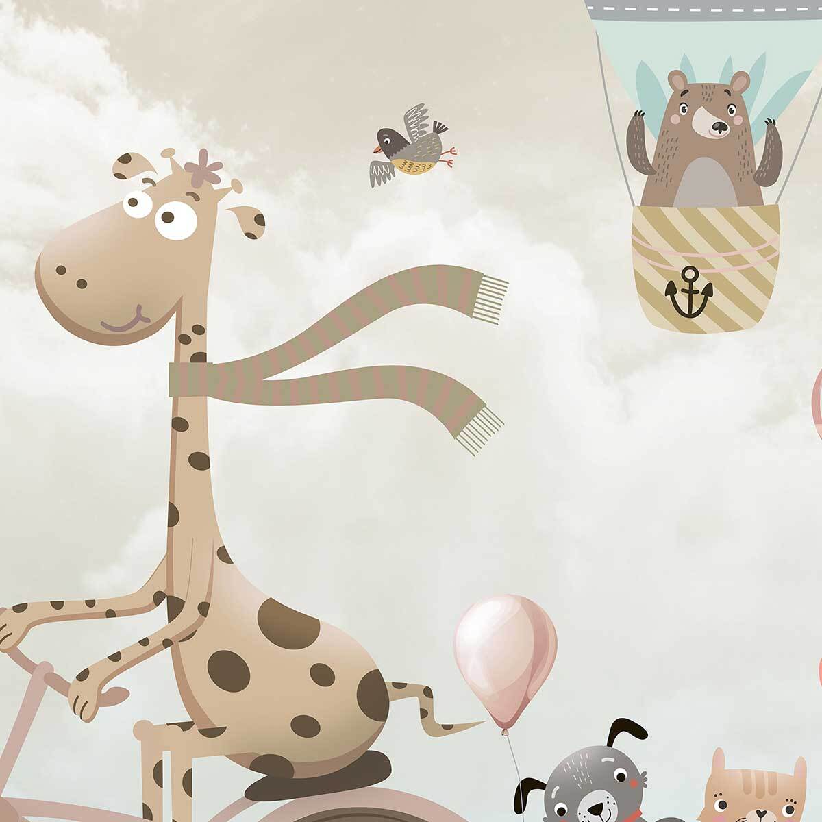 Affiche encadrée animaux montgolfière douce Affiche + cadre en métal - Noir