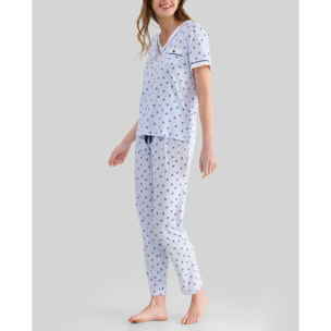 Pijama largo mujer anclas suave y cómodo