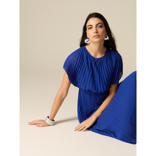 Oltre - Vestito midi in georgette plissé - Blu