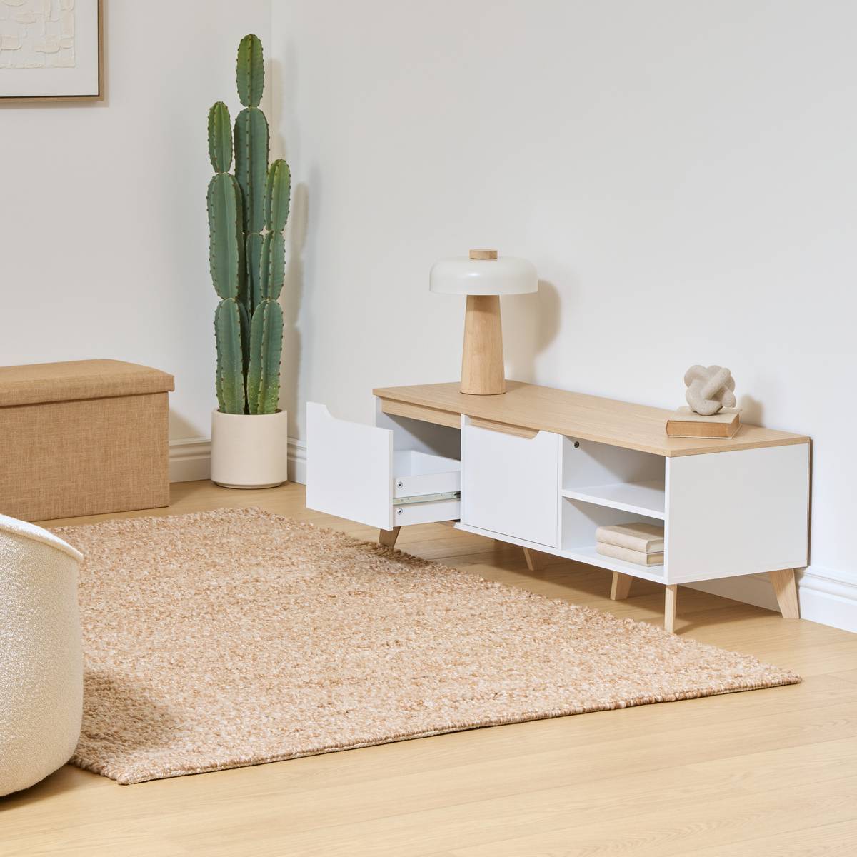 Meuble TV Luma rectangulaire 40x120cm blanc