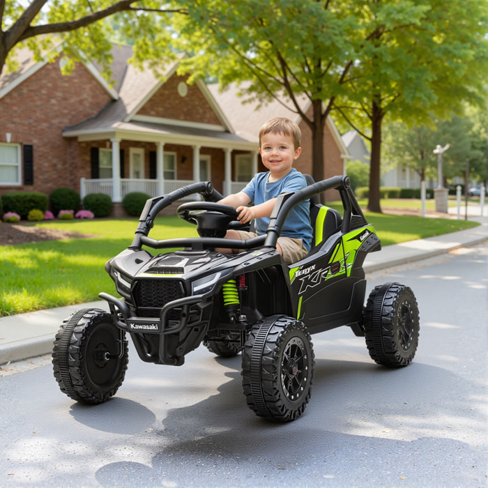Buggy Kawasaki teryx KRX 1000 12V 2 moteurs 25W télécommande effets sonores lumineux vert