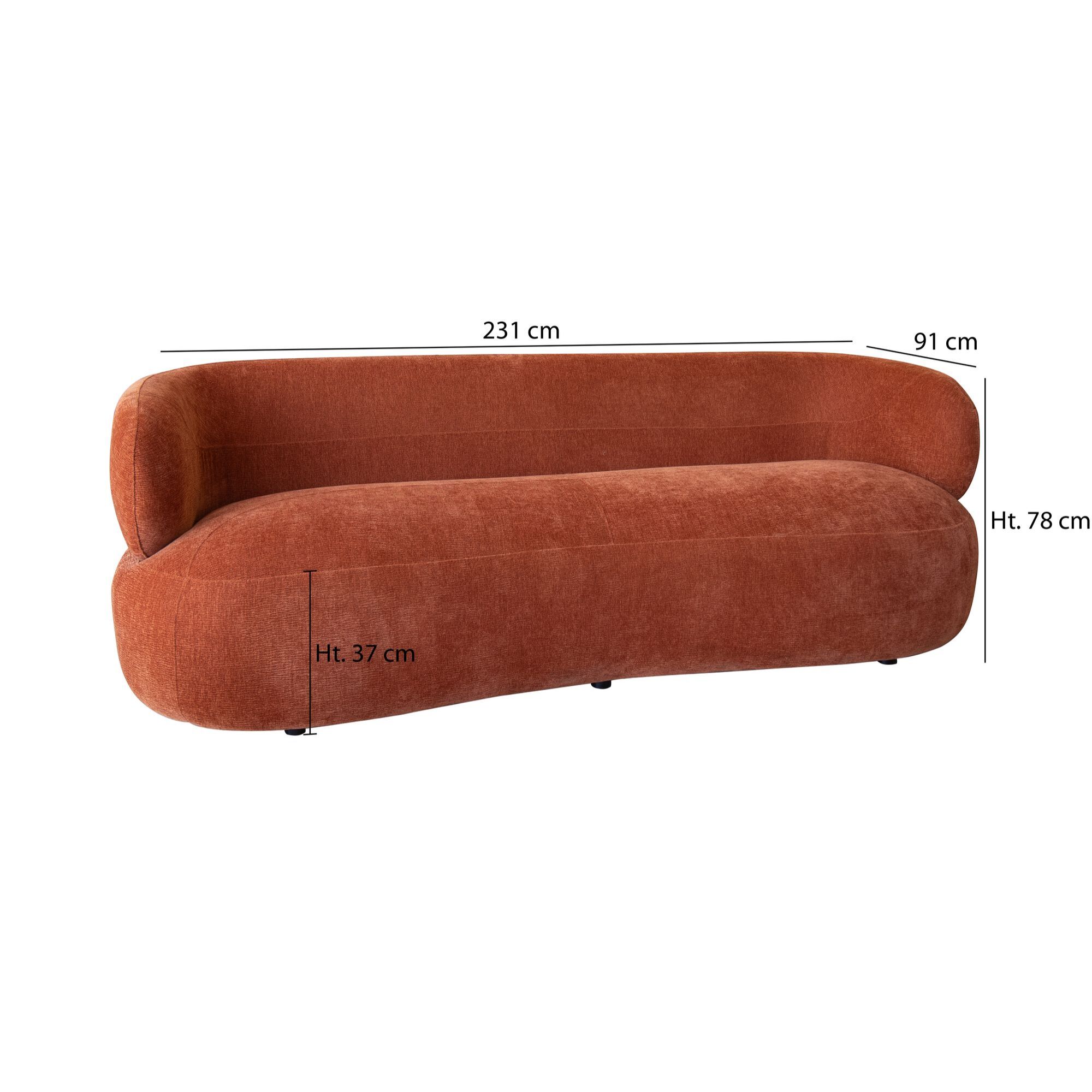 Canapé en velours texturé terracotta 2 places GLOVE