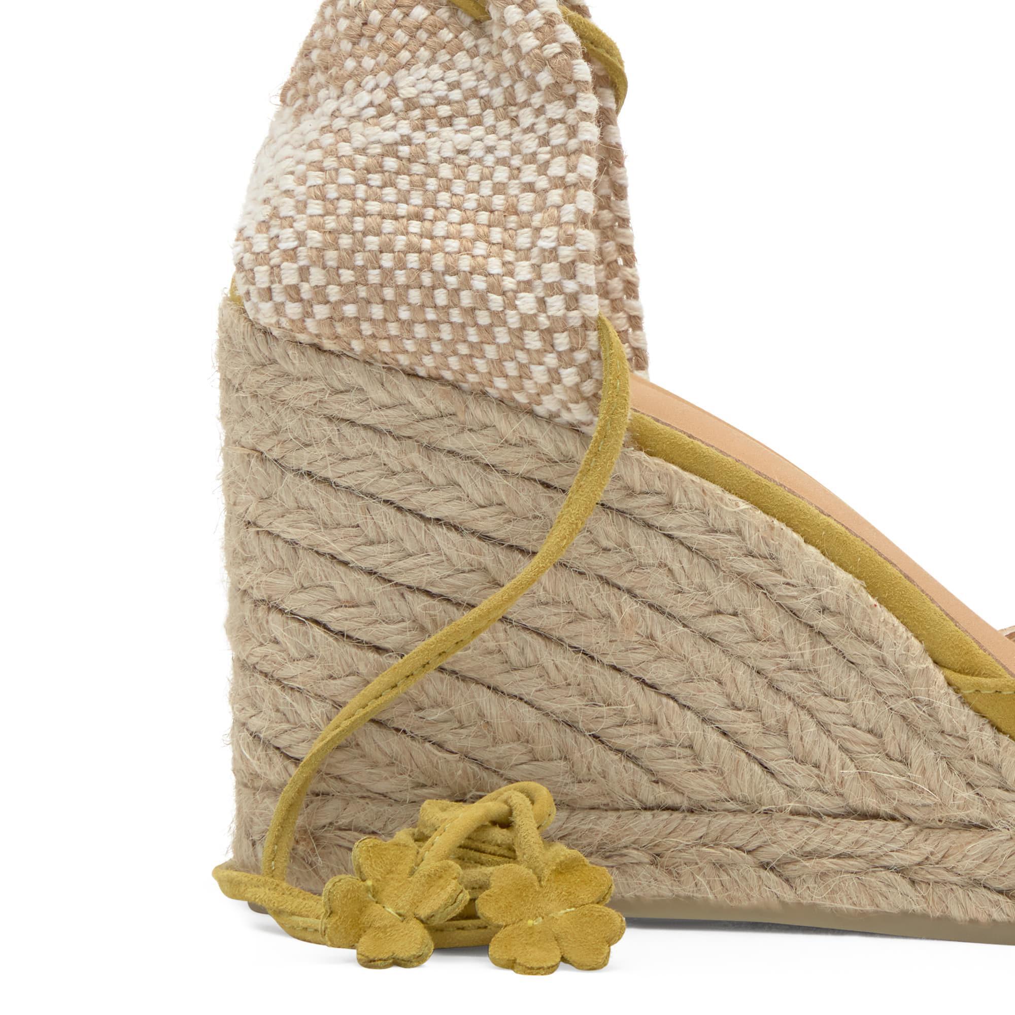 Alpargata de cuña Joyce en ante con punta afilada y cierre de cordones