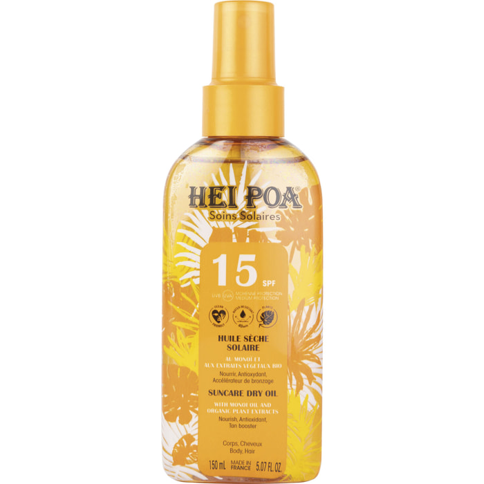 Huile Sèche Solaire SPF15 - Au Monoï et aux Extraits Végétaux Bio