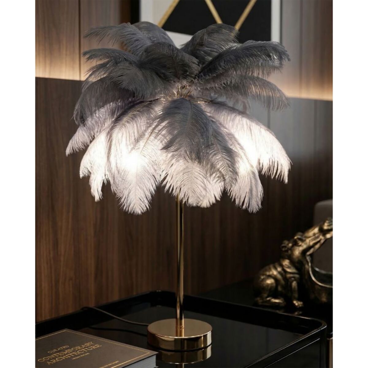 LAMPADA DA TAVOLO PALM GRIGIA CM Ø 55X60