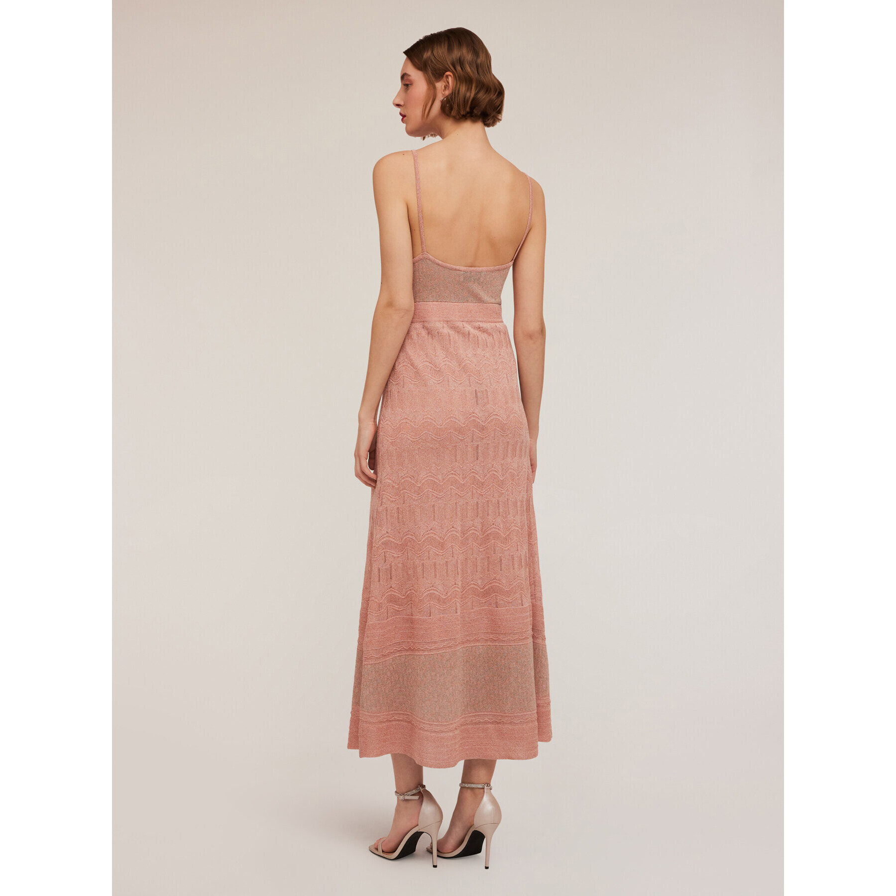 Motivi - Langes Kleid aus gestricktem Lurex-Stoff - Rosa