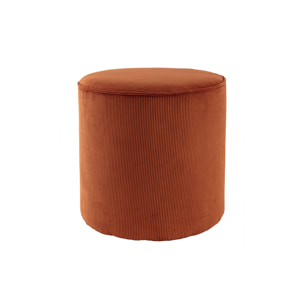 Pouf rond en tissu velours côtelé terre brûlée D40 cm LOUIS