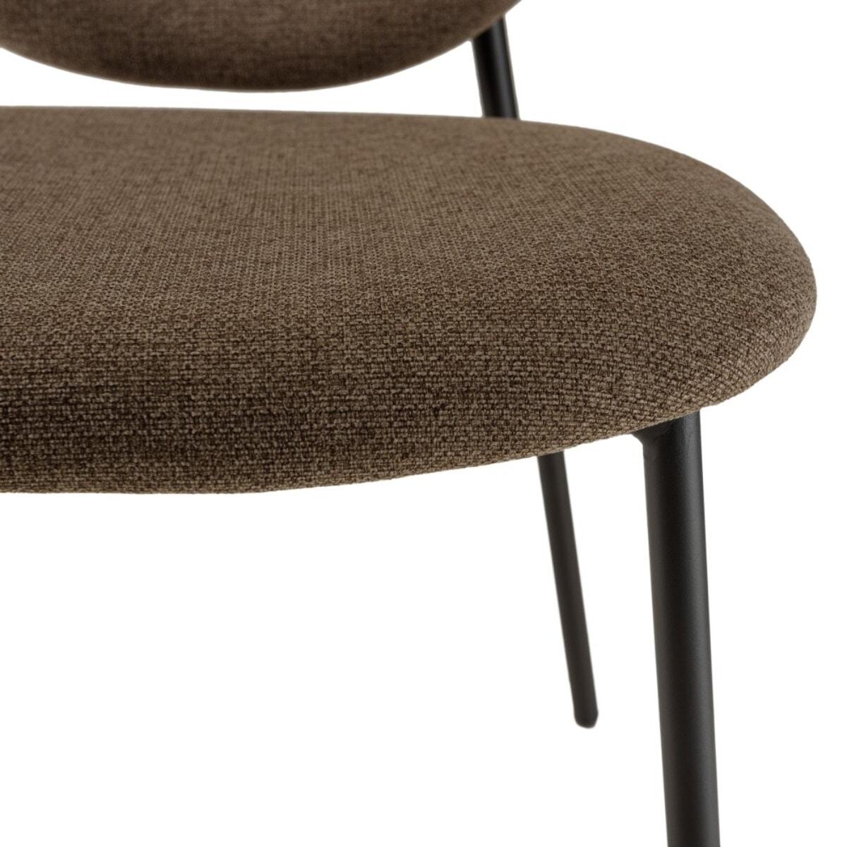 TOM - Lot de 2 chaises tissu marron pieds acier noir