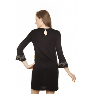 Mamatayoe Vestido Pignatelli Para Mujer, Manga Tres Cuartos, Escote Redondo, Negro