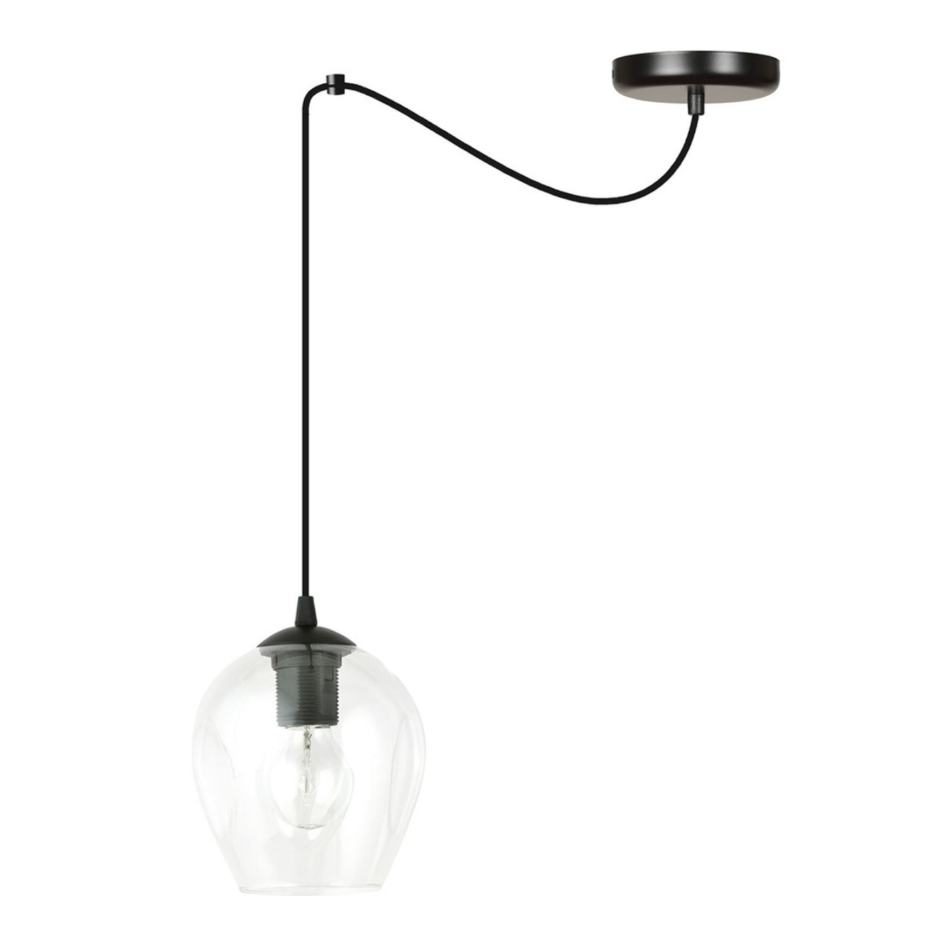 Lampada a sospensione LEVEL in acciaio nero e vetro trasparente