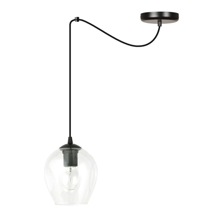 Lampada a sospensione LEVEL in acciaio nero e vetro trasparente